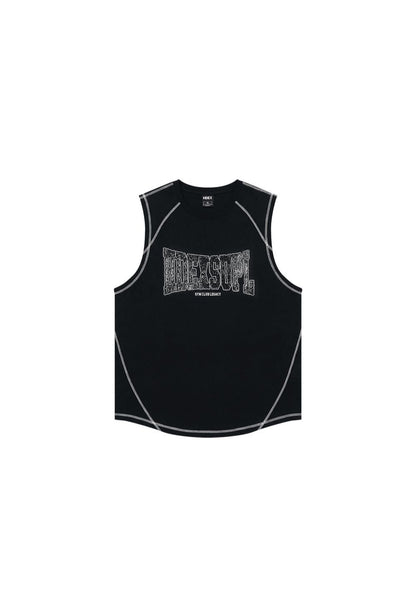 HDEX Baju Korea Olahraga Mega Wide Sleeveless Black Pria Fitness