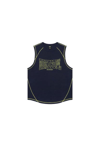 HDEX Baju Korea Olahraga Mega Wide Sleeveless Navy Pria Fitness