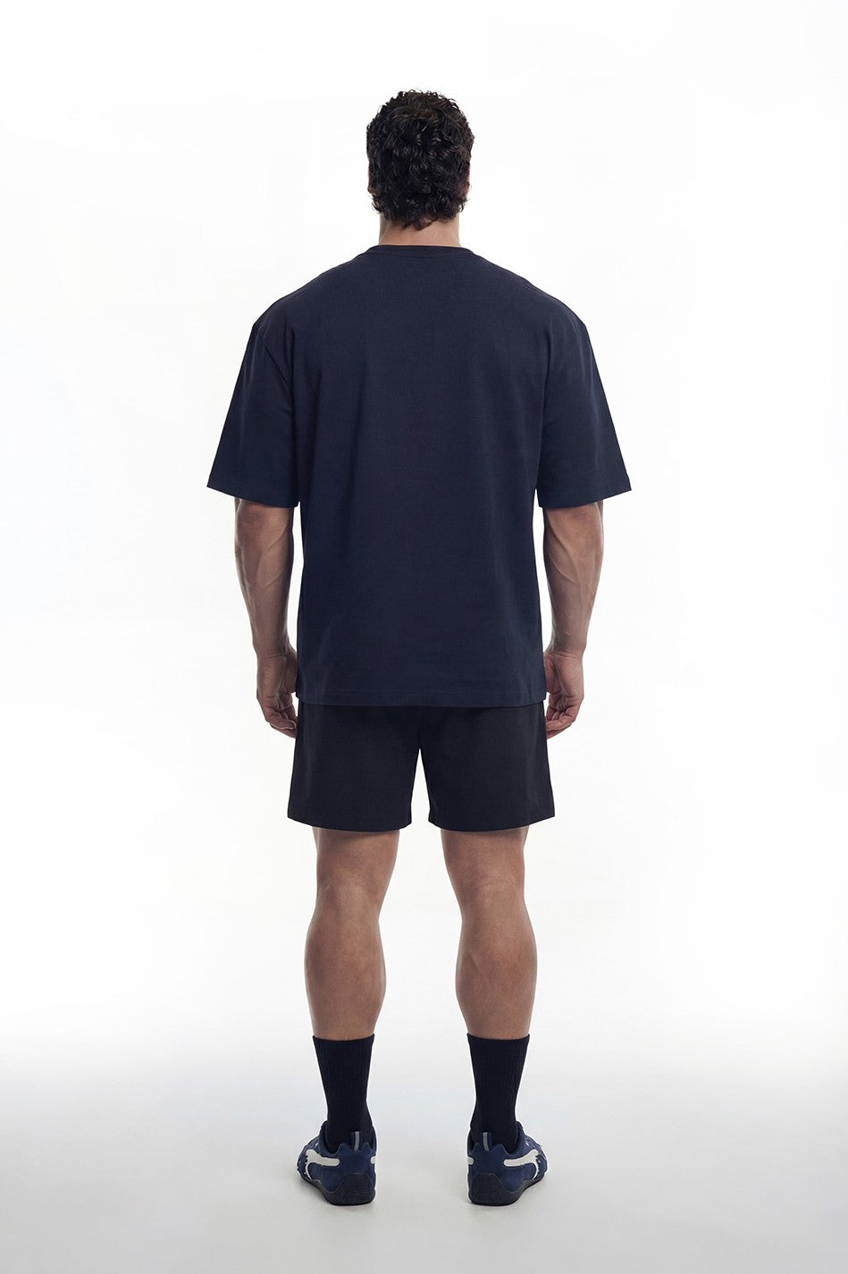 HDEX Baju Korea Olahraga Core Small Logo Giant Fit Short Sleeve Navy Pria Fitness