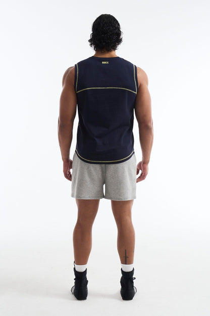 HDEX Baju Korea Olahraga Mega Wide Sleeveless Navy Pria Fitness