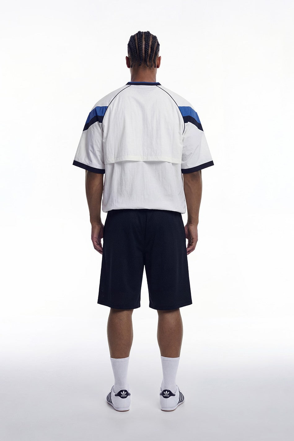 HDEX Celana Korea Olahraga Classic Pintuck Mesh Shorts Navy Pria Fitness