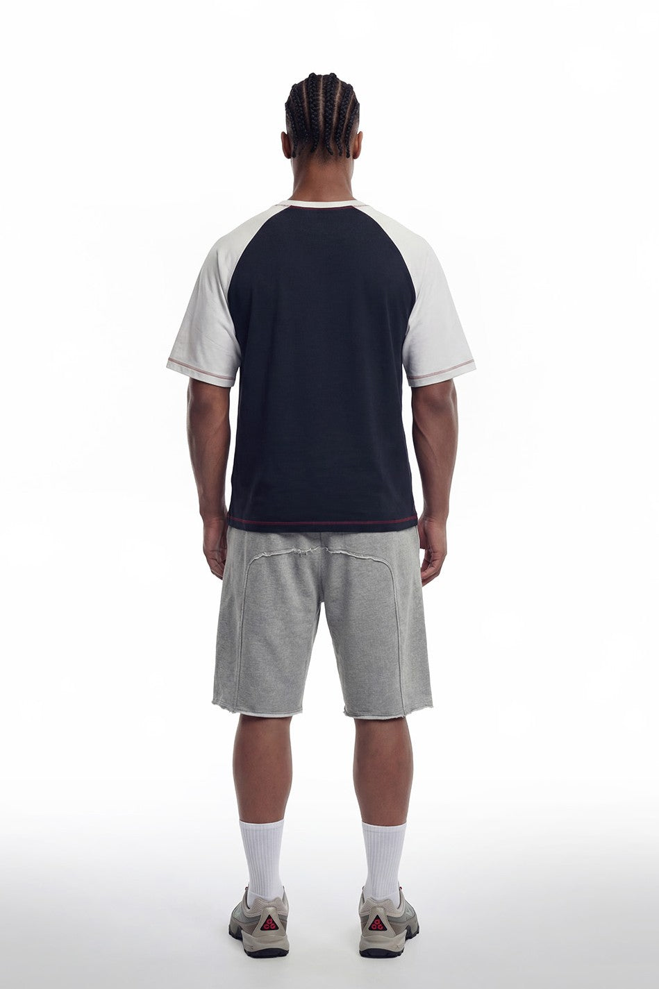HDEX Baju Korea Olahraga Lift Stitch Raglan Short Sleeve Navy Pria Fitness