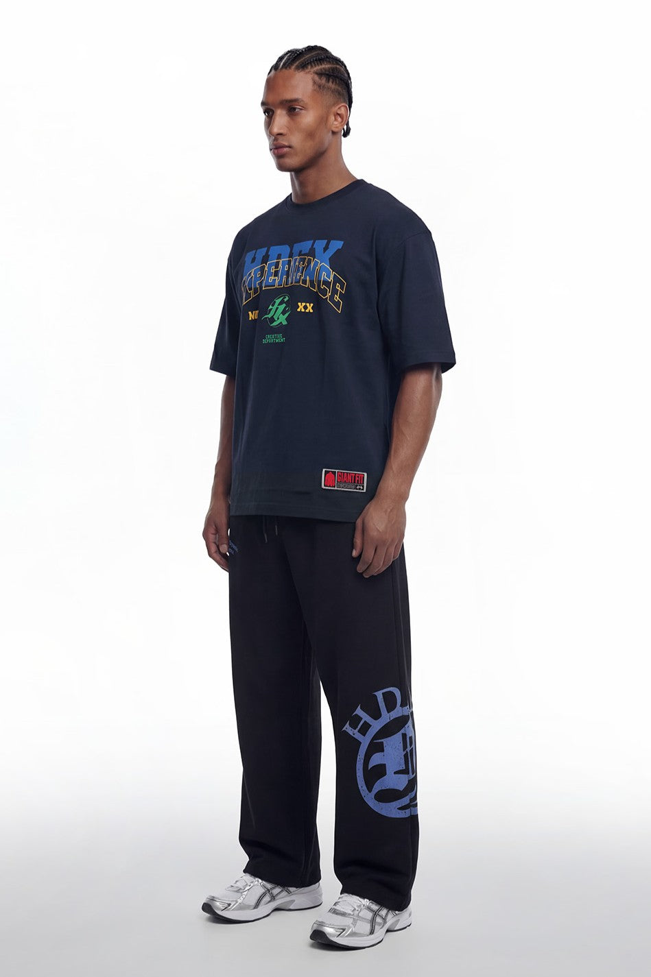 HDEX Baju Korea Olahraga Overlay Giant Fit Navy Pria Fitness