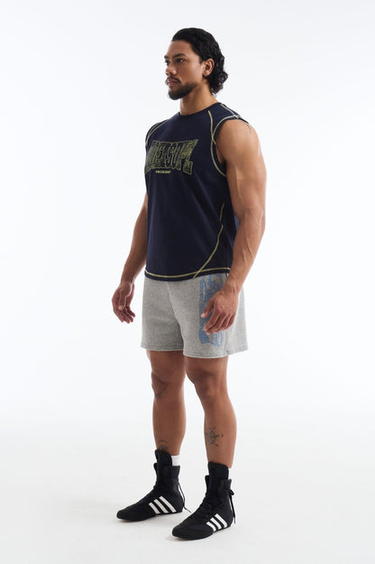 HDEX Baju Korea Olahraga Mega Wide Sleeveless Navy Pria Fitness