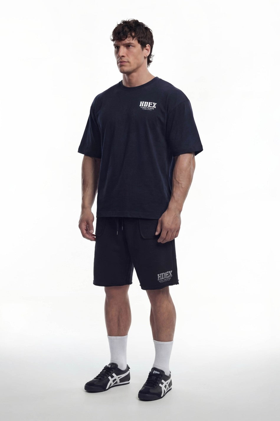 HDEX Baju Korea Olahraga Core Sorona Mesh Short Sleeve Navy Pria Fitness