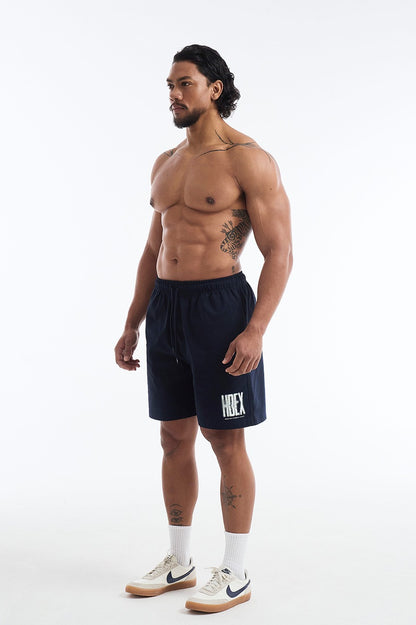 HDEX Celana Korea Olahraga Crack Printed Shorts Navy Pria Fitness