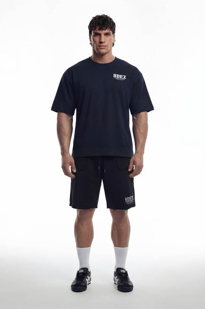 HDEX Baju Korea Olahraga Core Sorona Mesh Short Sleeve Navy Pria Fitness