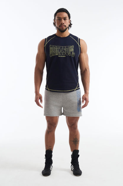 HDEX Baju Korea Olahraga Mega Wide Sleeveless Navy Pria Fitness
