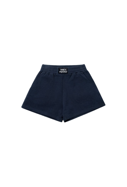 HDEX Celana Korea Olahraga One Mile Label Waffle Shorts W Navy Wanita Fitness