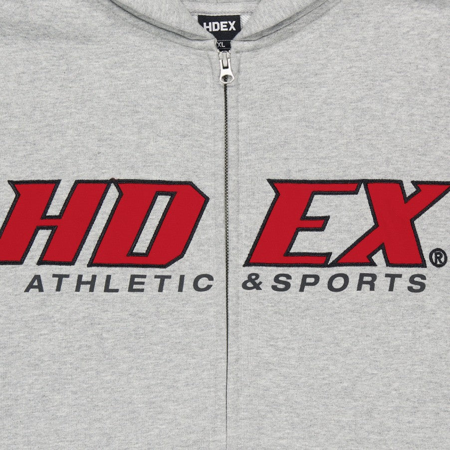 HDEX Baju Korea Olahraga Origin Giant Fit Hoodie Zip-Up Melange Gray Pria Fitness