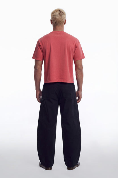 HDEX Baju Korea Olahraga Essential Pigment Short-Cut Sleeve Red Pria Fitness