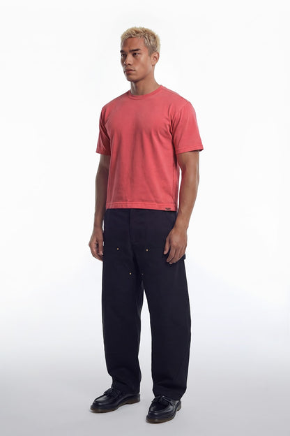 HDEX Baju Korea Olahraga Essential Pigment Short-Cut Sleeve Red Pria Fitness