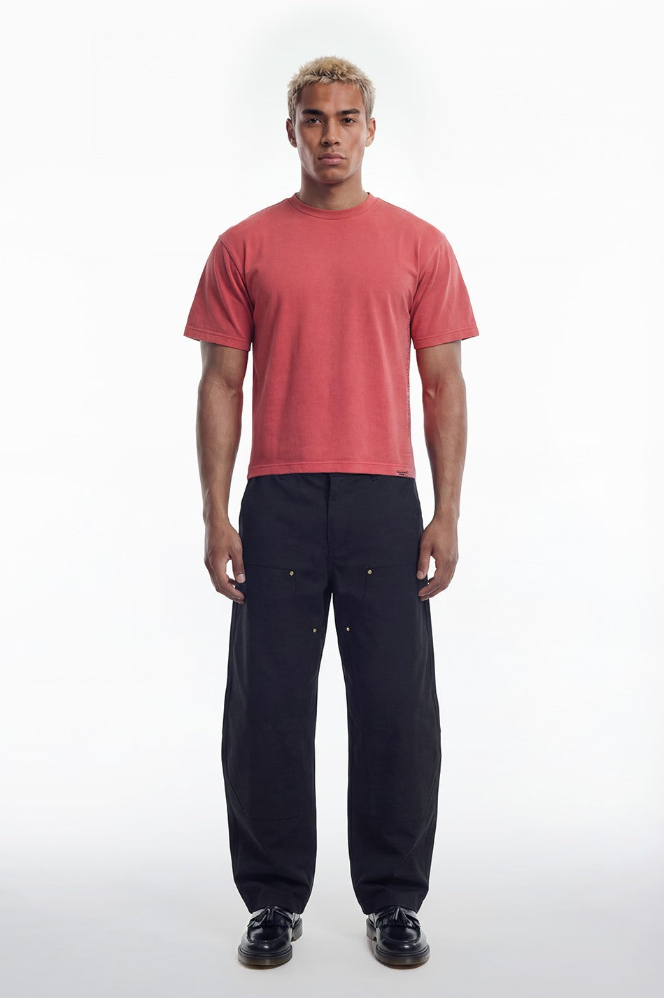 HDEX Baju Korea Olahraga Essential Pigment Short-Cut Sleeve Red Pria Fitness