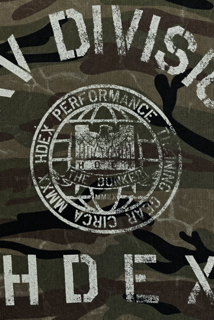 HDEX Jaket Hoodie Korea Olahraga Division Camo Giant Fit Hoodie Khaki Pria Fitness