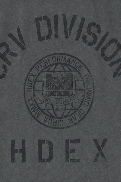 HDEX Baju Korea Olahraga Division Dirty Washed Short Sleeve Charcoal Pria Fitness