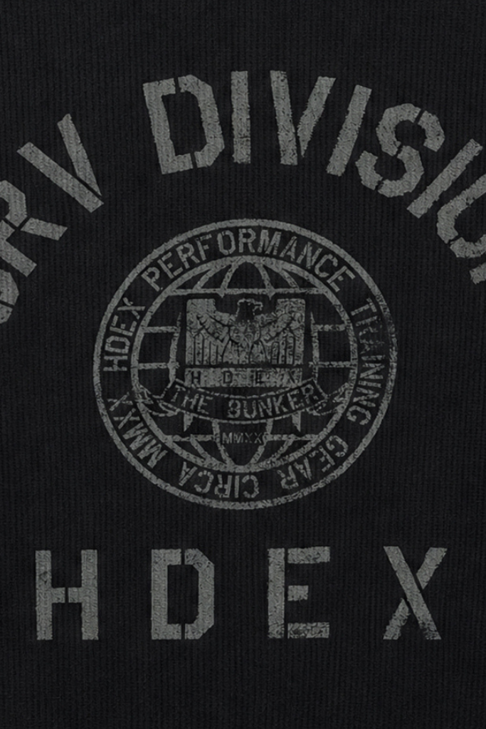 HDEX Baju Korea Olahraga Division Waffle Curved Long Sleeve Black Pria Fitness