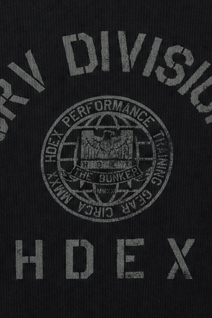 HDEX Baju Korea Olahraga Division Waffle Curved Long Sleeve Black Pria Fitness