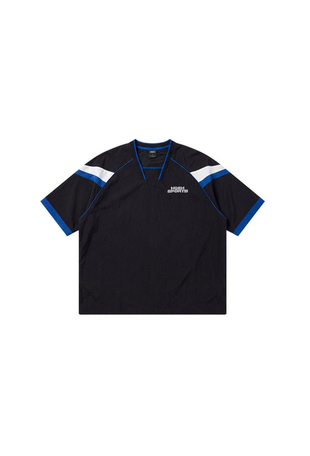 HDEX Baju Korea Olahraga Sporty Color Block Half Jersey Short Sleeve Black Pria Fitness