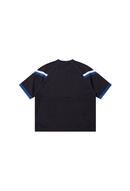 HDEX Baju Korea Olahraga Sporty Color Block Half Jersey Short Sleeve Black Pria Fitness