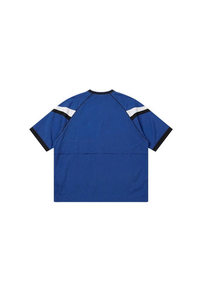 HDEX Baju Korea Olahraga Sporty Color Block Half Jersey Short Sleeve Blue Pria Fitness