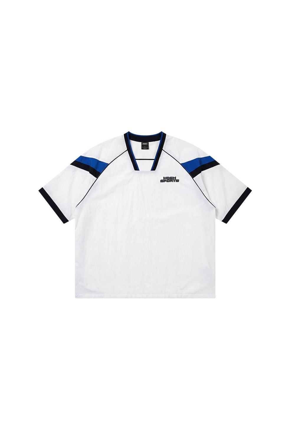 HDEX Baju Korea Olahraga Sporty Color Block Half Jersey Short Sleeve White Pria Fitness
