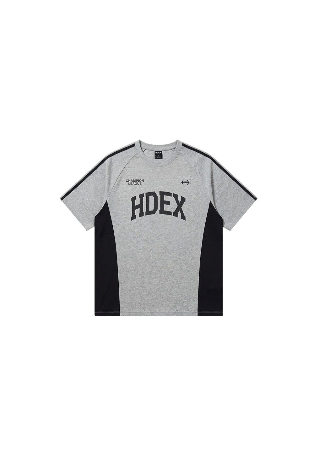 HDEX Baju Korea Olahraga Side Color Block Short Sleeve Melange Gray Pria Fitness