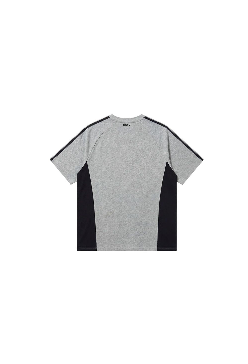 HDEX Baju Korea Olahraga Side Color Block Short Sleeve Melange Gray Pria Fitness