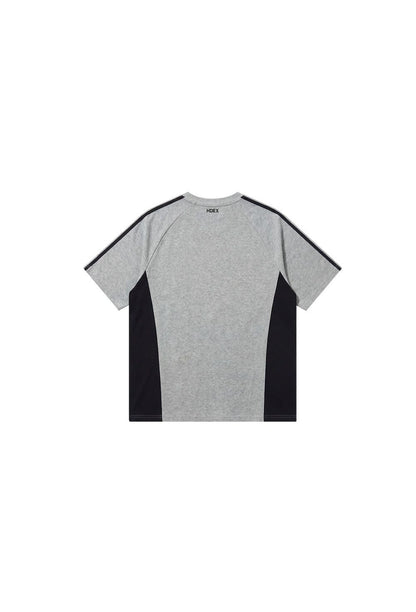 HDEX Baju Korea Olahraga Side Color Block Short Sleeve Melange Gray Pria Fitness
