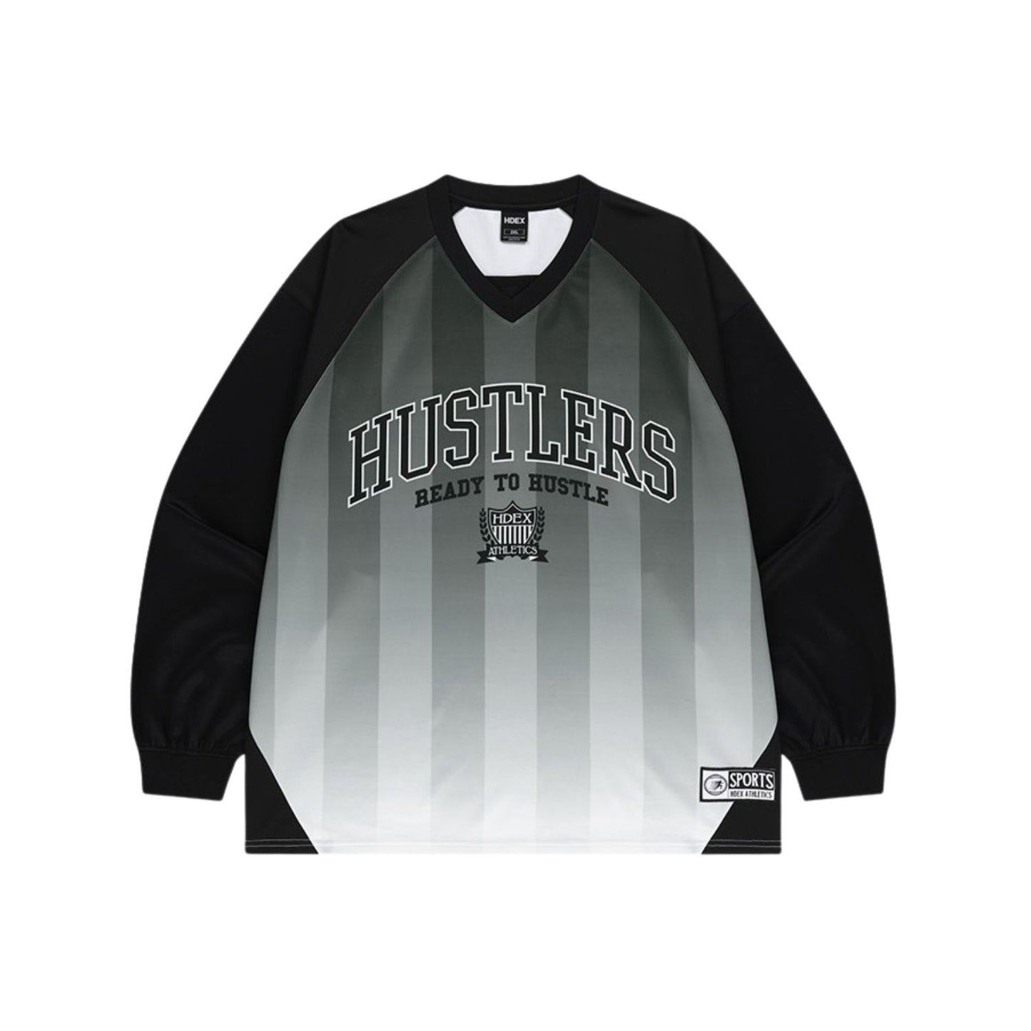 HDEX Baju Korea Olahraga Stripe Jersey Long Sleeve Black Pria Fitness