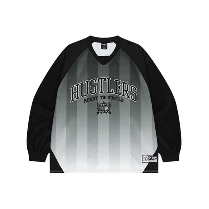 HDEX Baju Korea Olahraga Stripe Jersey Long Sleeve Black Pria Fitness