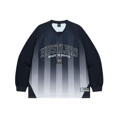 HDEX Baju Korea Olahraga Stripe Jersey Long Sleeve Navy Pria Fitness