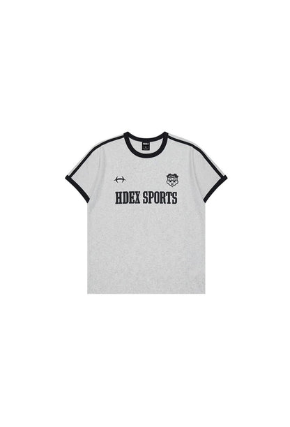HDEX Baju Korea Olahraga Sporty Ringer Muscle Fit Short Sleeve Melange White Pria Fitness