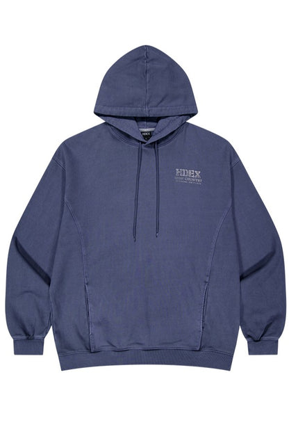 HDEX Baju Korea Olahraga Core Small Logo Pigment Hoodie Navy Jaket Pria Fitness