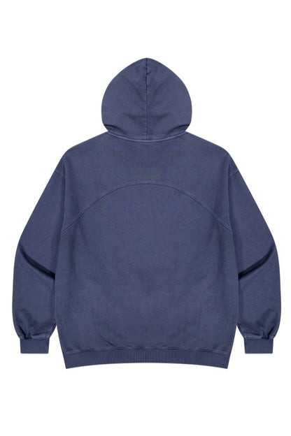 HDEX Baju Korea Olahraga Core Small Logo Pigment Hoodie Navy Jaket Pria Fitness