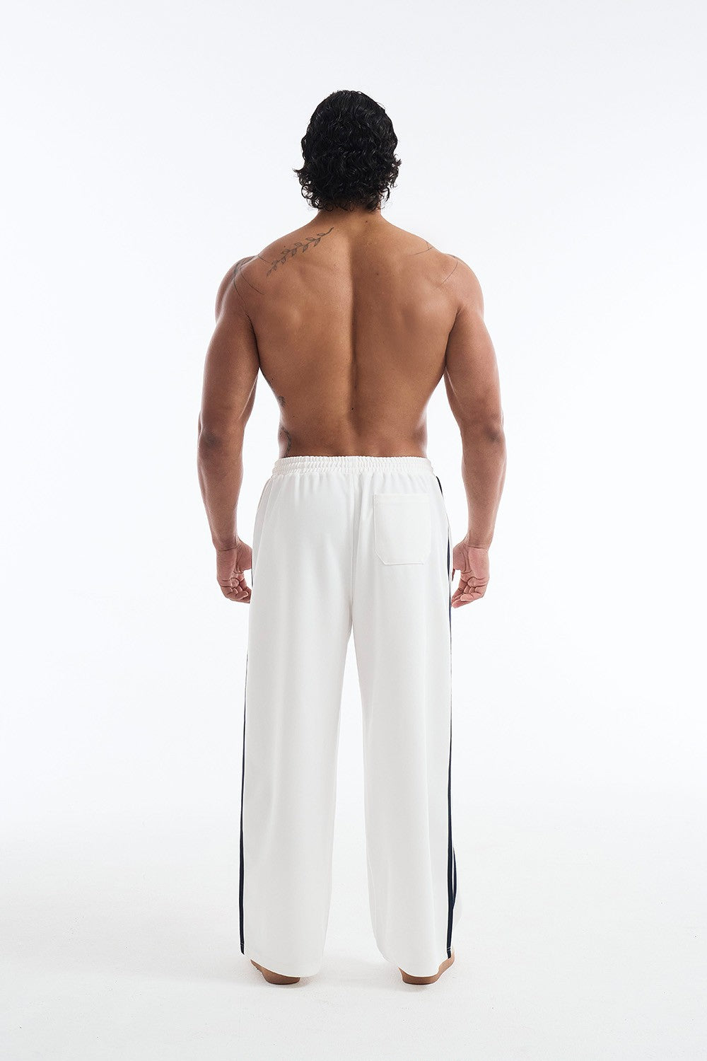 HDEX Celana Korea Olahraga Crack Printed Track Pants White Pria Fitness