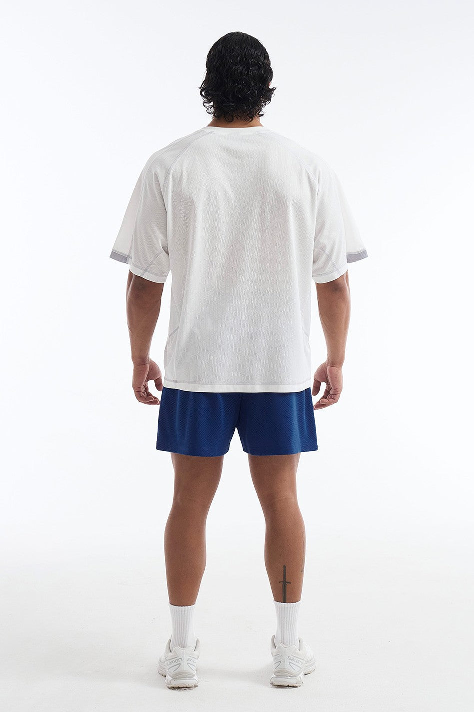 HDEX Baju Korea Olahraga 916 Giant Fit Mesh Short Sleeve White Pria Fitness