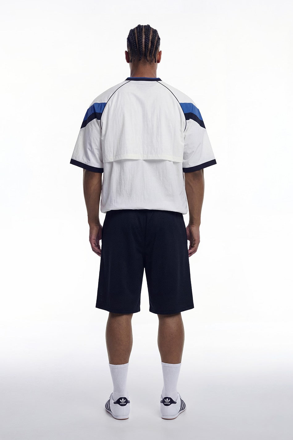 HDEX Baju Korea Olahraga Sporty Color Block Half Jersey Short Sleeve White Pria Fitness