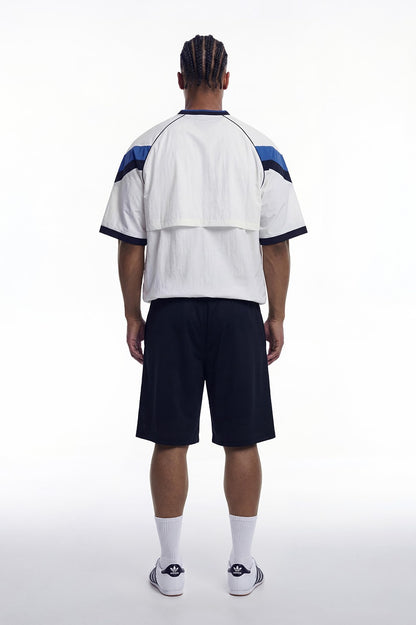 HDEX Baju Korea Olahraga Sporty Color Block Half Jersey Short Sleeve White Pria Fitness