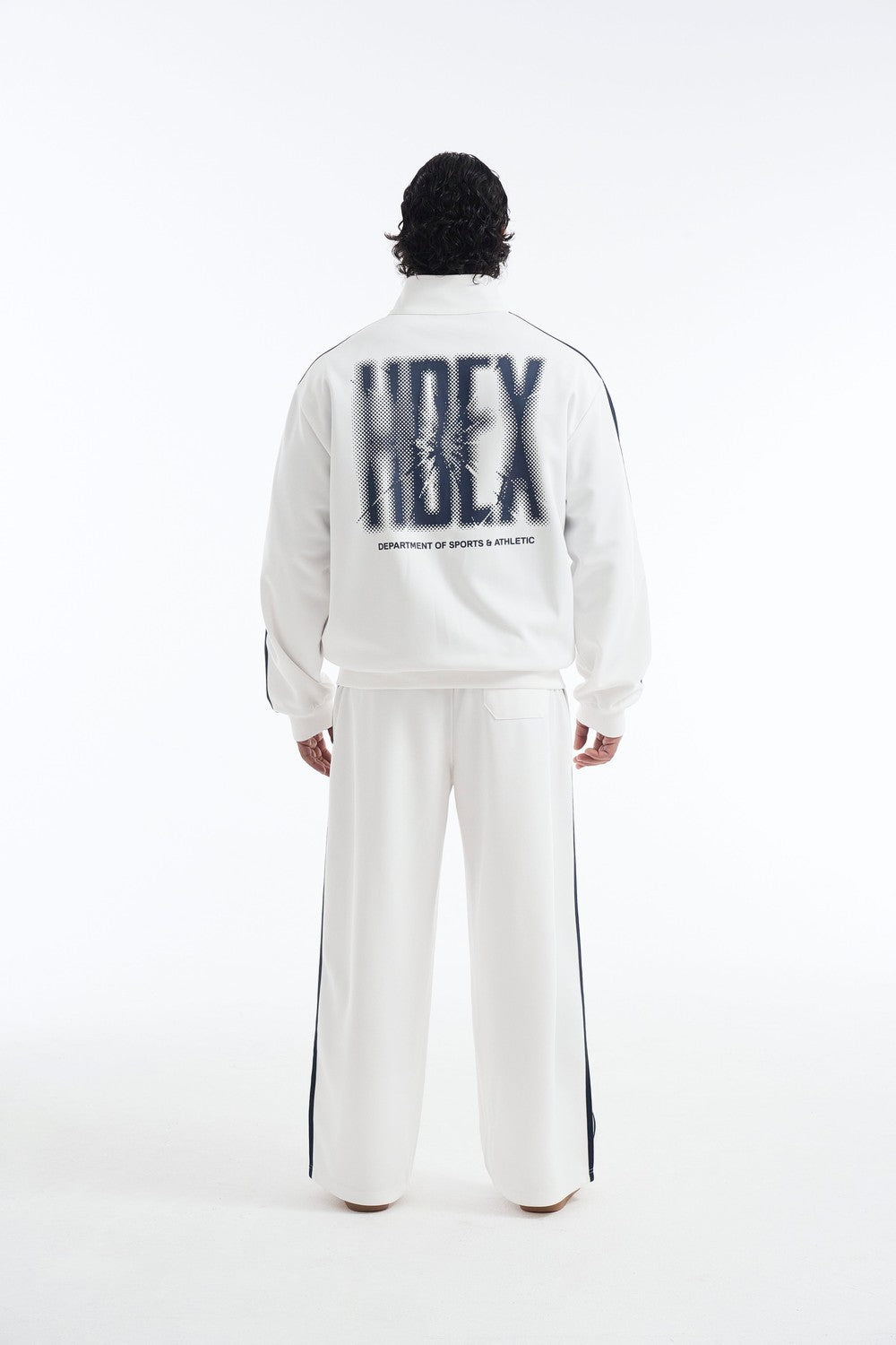 HDEX Baju Korea Olahraga Crack Printed Track Jacket White Pria Fitness