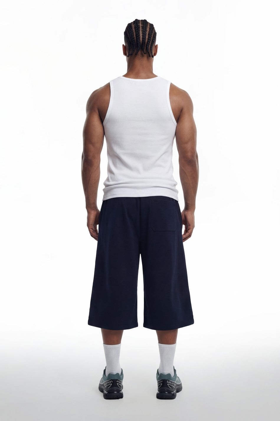 HDEX Baju Korea Olahraga Essential Ribbed Body Fit Tank White Pria Fitness