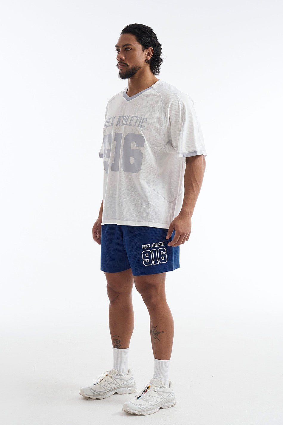 HDEX Baju Korea Olahraga 916 Giant Fit Mesh Short Sleeve White Pria Fitness