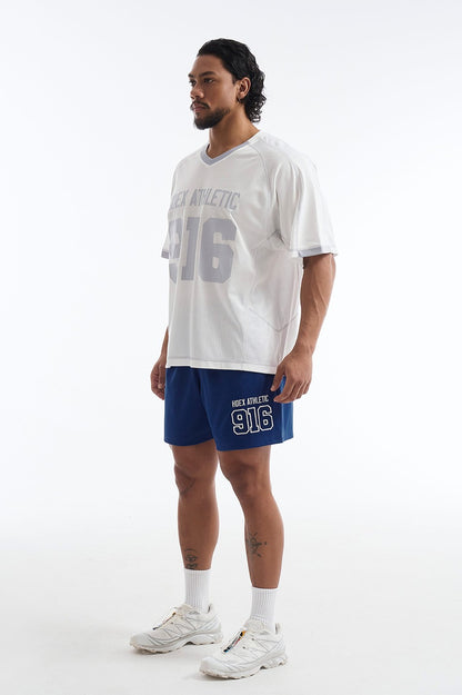 HDEX Baju Korea Olahraga 916 Giant Fit Mesh Short Sleeve White Pria Fitness