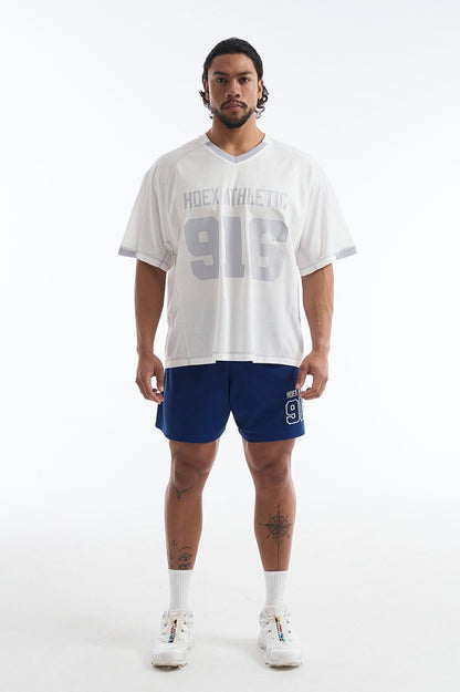 HDEX Baju Korea Olahraga 916 Giant Fit Mesh Short Sleeve White Pria Fitness