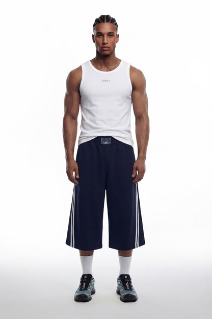 HDEX Baju Korea Olahraga Essential Ribbed Body Fit Tank White Pria Fitness