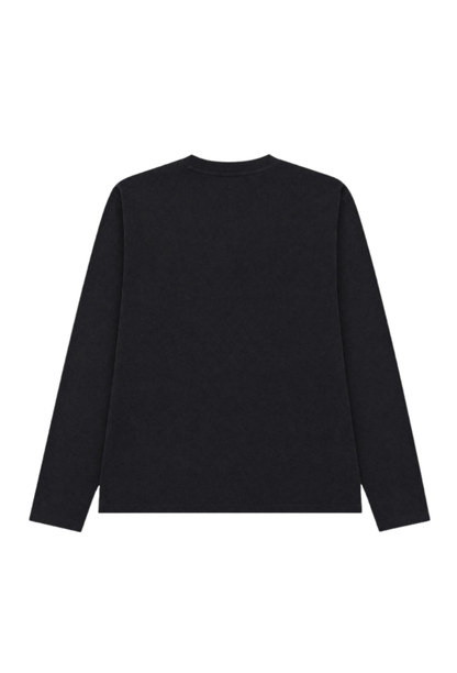 HDEX Baju Korea Olahraga Move Cotton Body Fit Henley Neck Long Sleeve Black Pria Fitness