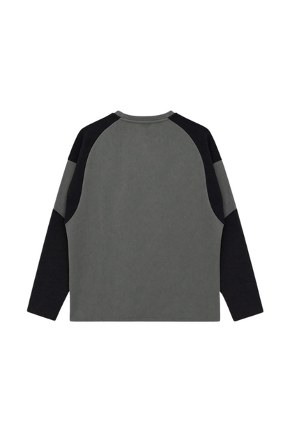 HDEX Baju Korea Olahraga Division Waffle Curved Long Sleeve Charcoal Pria Fitness