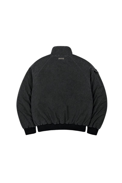 HDEX Jaket Korea Olahraga Washed Bomber Jacket Charcoal Pria Wanita Fitness