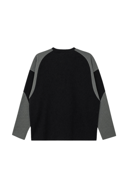 HDEX Baju Korea Olahraga Division Waffle Curved Long Sleeve Black Pria Fitness