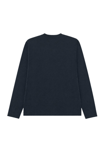 HDEX Baju Korea Olahraga Move Cotton Body Fit Henley Neck Long Sleeve Storm Navy Pria Fitness
