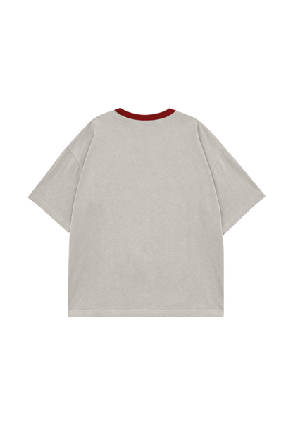 HDEX Baju Korea Olahraga Division Dirty Washed Short Sleeve Ash Cream Pria Fitness